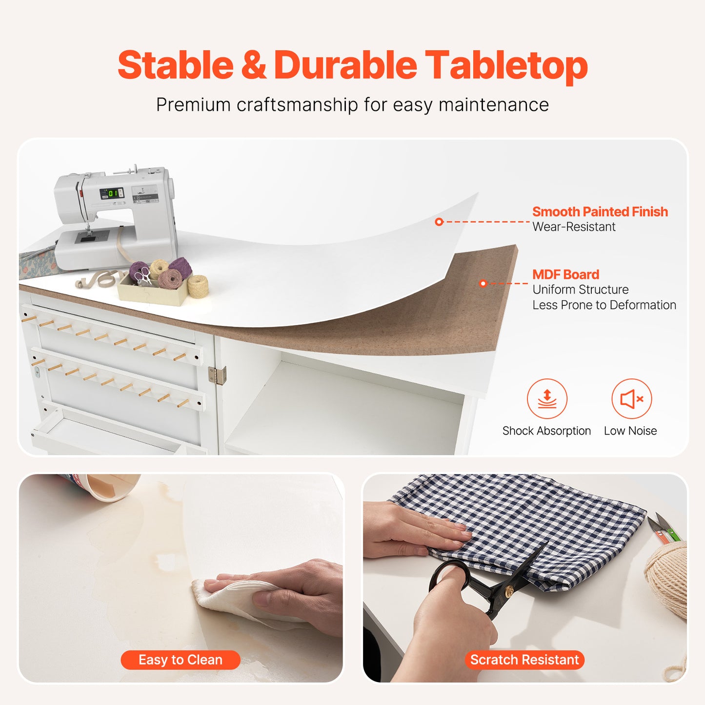 Vevor Folding Sewing Craft Table With Lockable Wheels