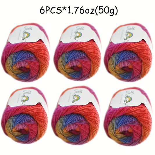6 Pack 100 Percent Wool Yarn Gradient Green Pink For Shawls