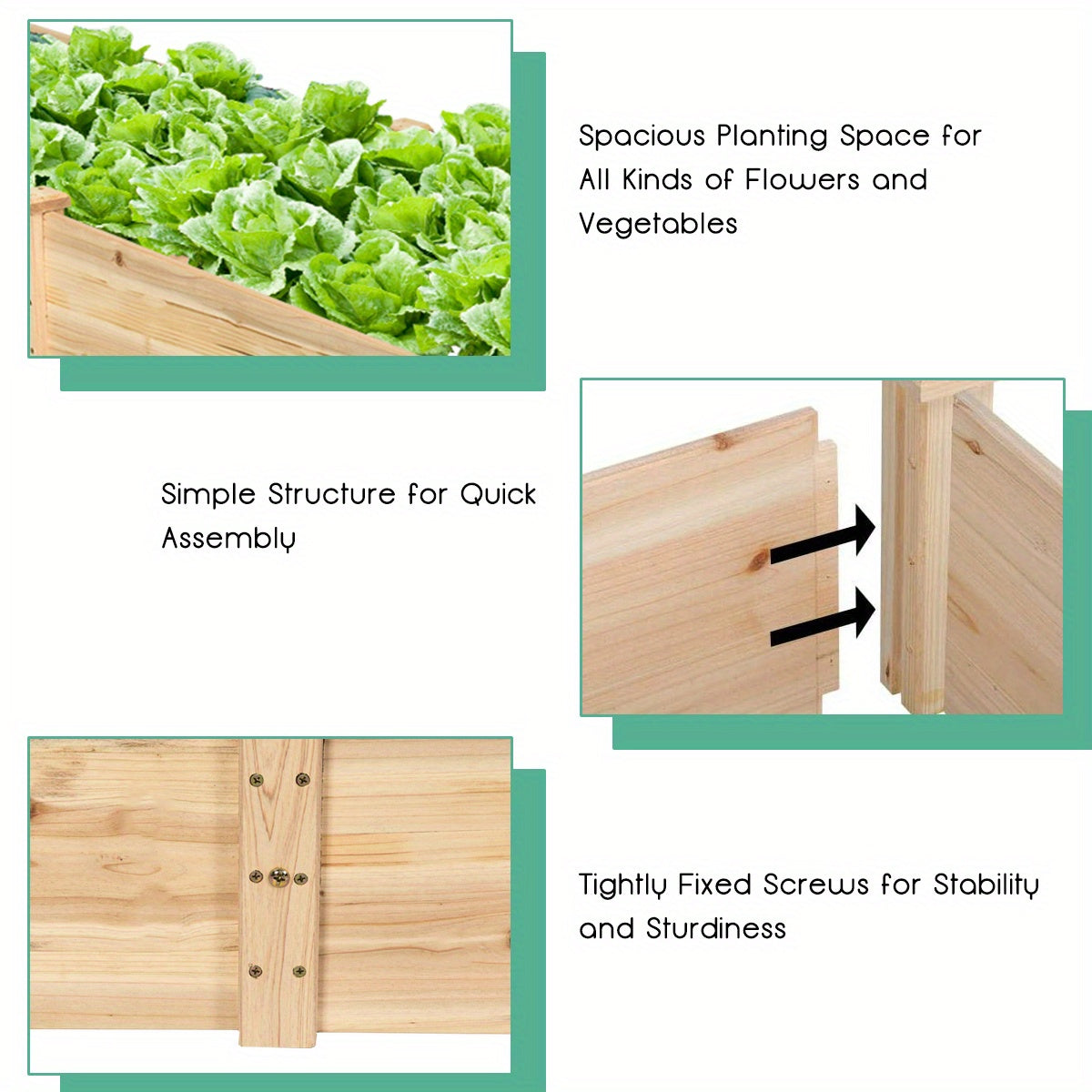 Raised Wooden Garden Bed Eight by Two Feet Dual Section