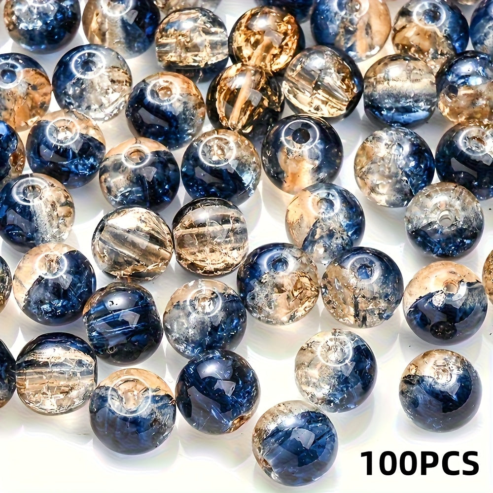Blue Golden Crack Glass Beads 8mm Pcs for Jewelry Making