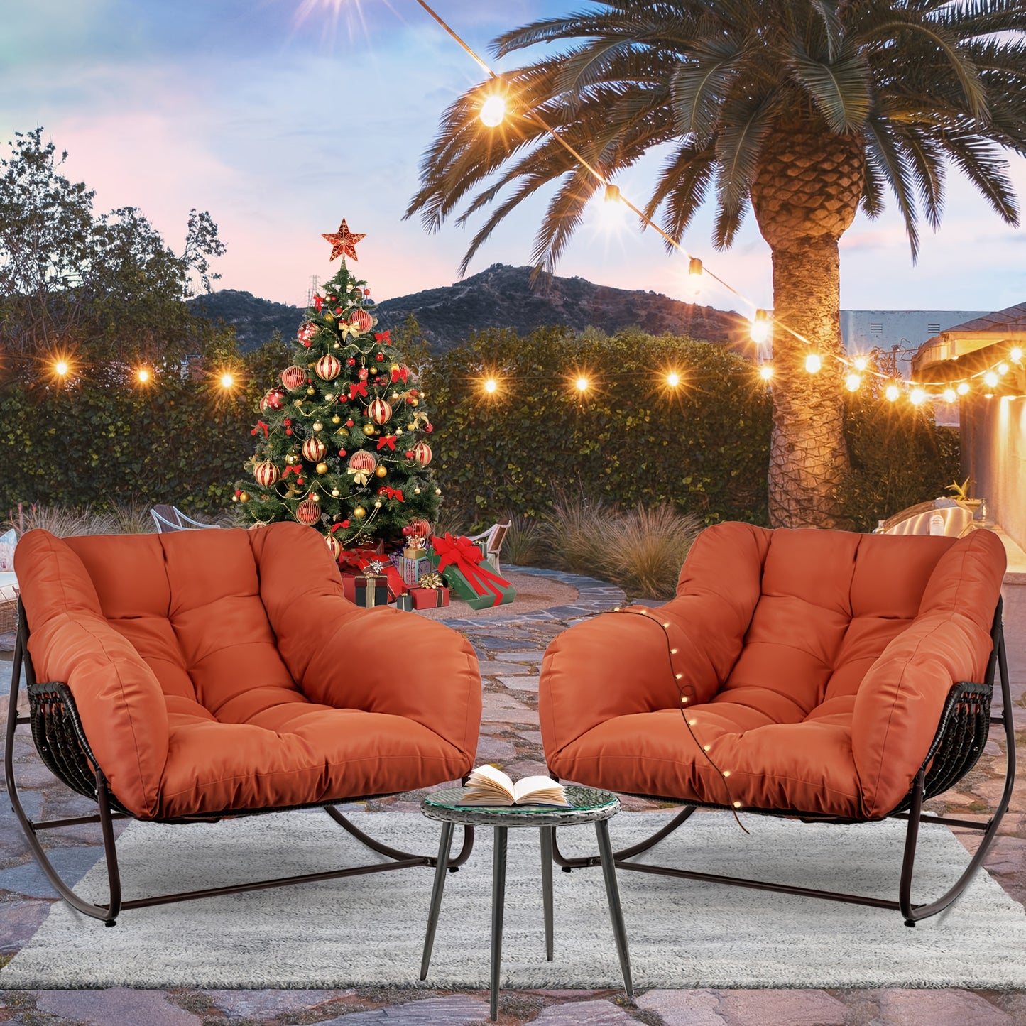 Oversized All Weather Wicker Papasan Rocking Chair Cushion