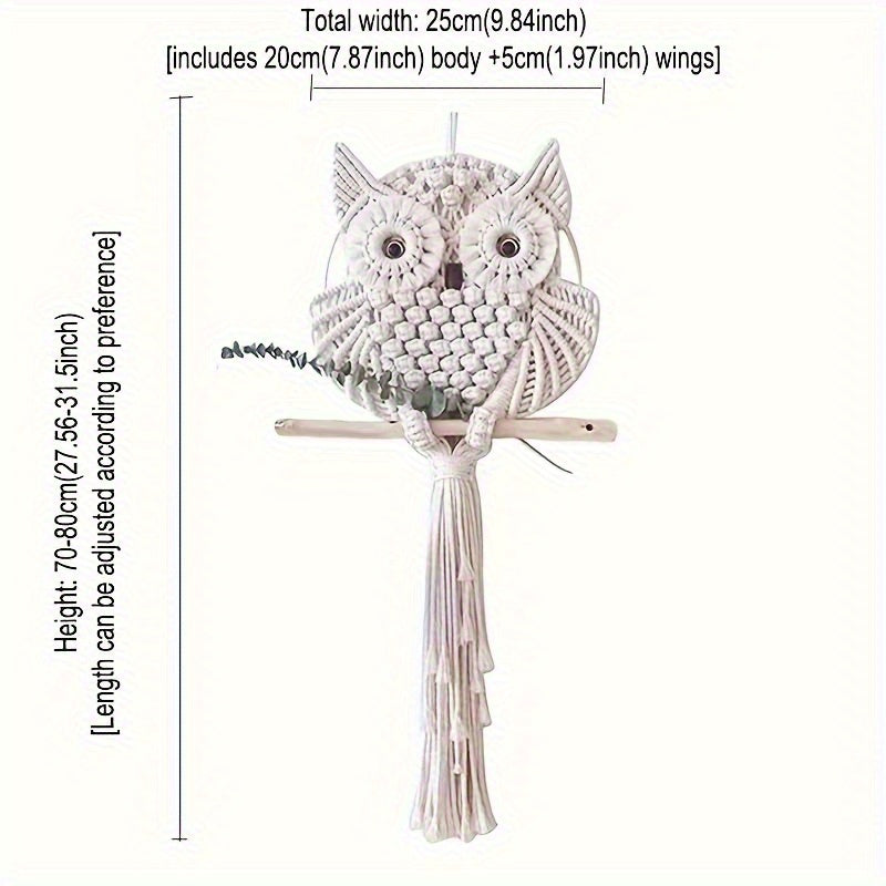 Bohemian Lace Owl Wall Ornament Set White Nylon Handwoven
