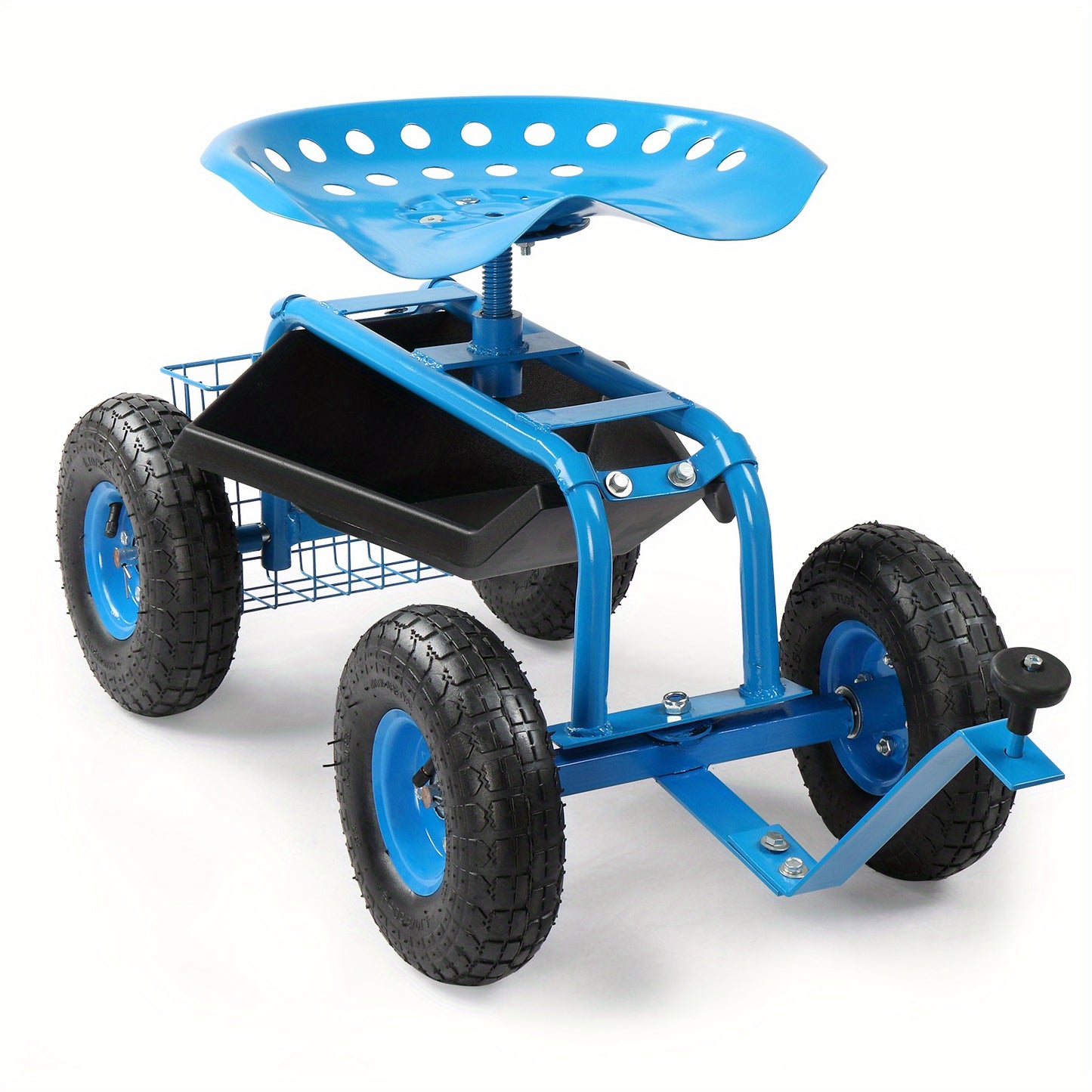 Telescopic Black Iron Garden Cart with Seat Cushion