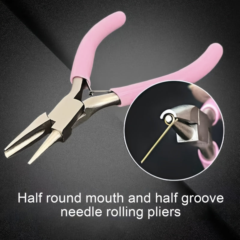 Pink Handle 5 Inch Precision Circular Concave Pliers DIY