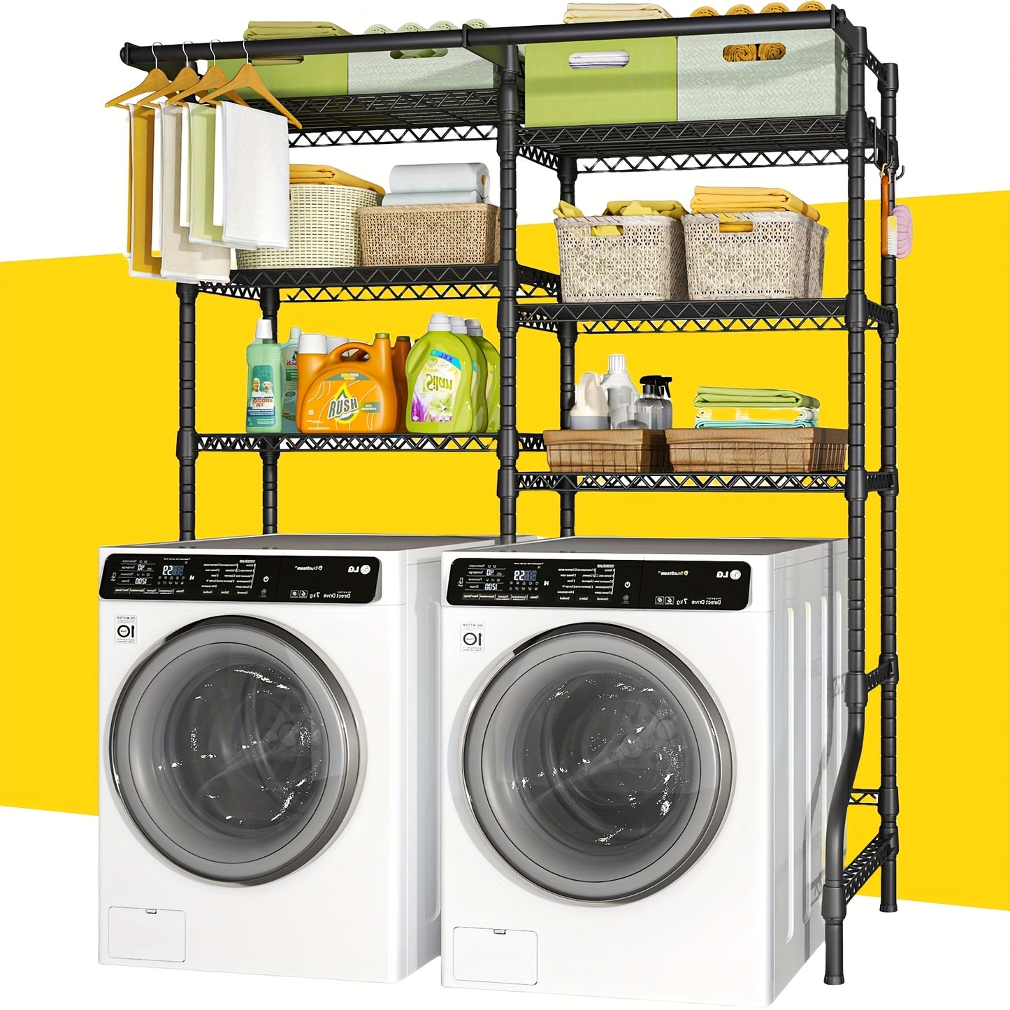 Heavy Duty Freestanding Laundry Rack 6 Shelves And Rods