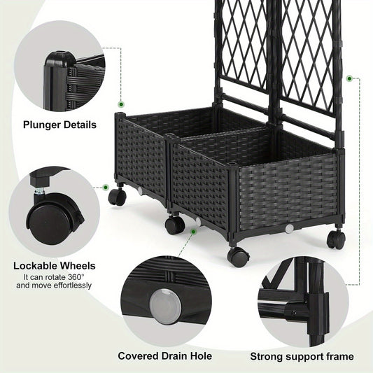 Garden Trellis And Raised Planter Box For Patio Black