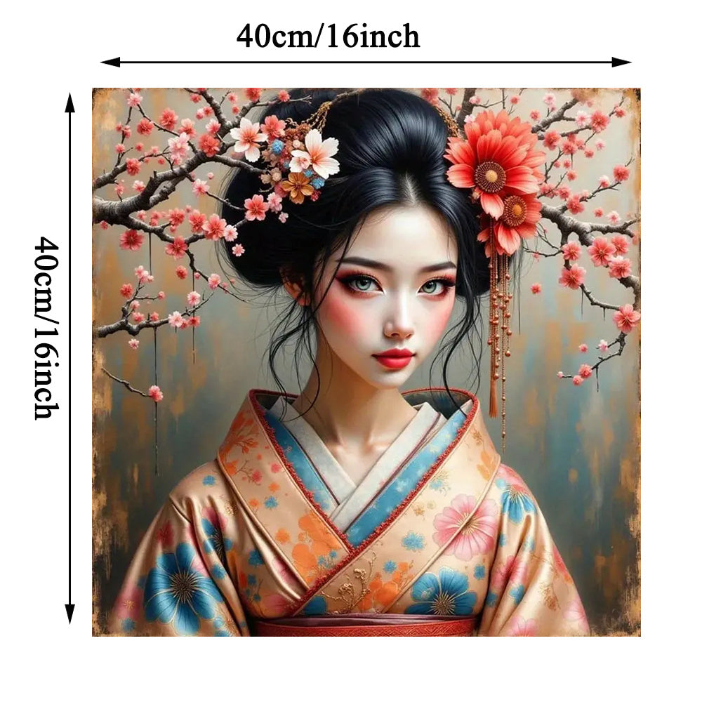 DIY Paint By Numbers Kit Kimono Woman Cherry Blossoms Art
