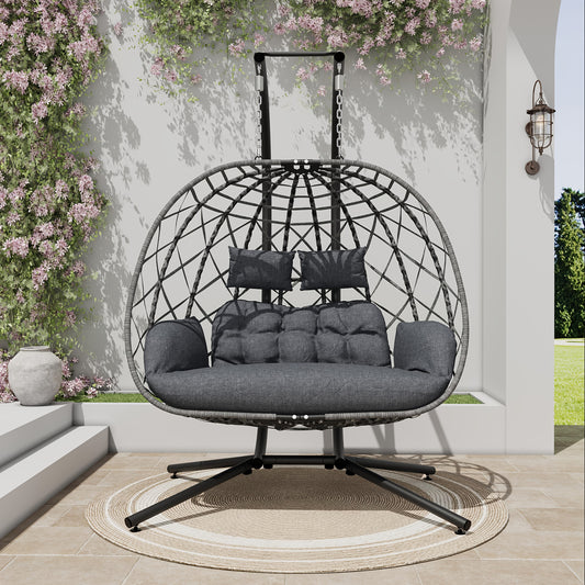 SWITTE Double Egg Swing Chair With Stand 650 LB Capacity