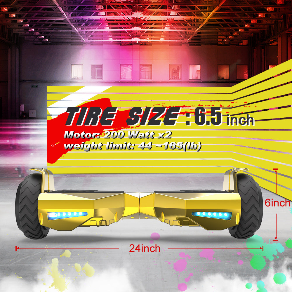 Bluetooth Hoverboard Chrome Wheel LED Lights Self Balancing