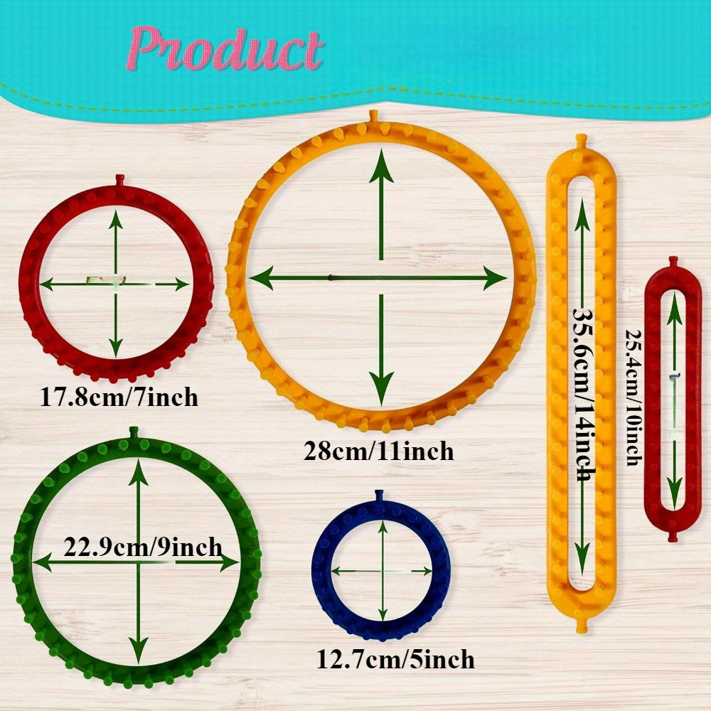 6 Piece DIY Knitting Tool Set Color Mixing Geometric Shapes