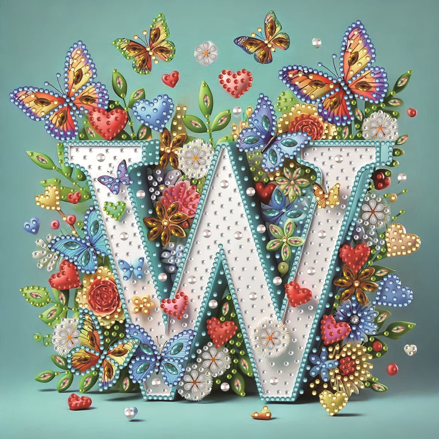 DIY Alphabet Diamond Painting Kit with Butterfly Designs