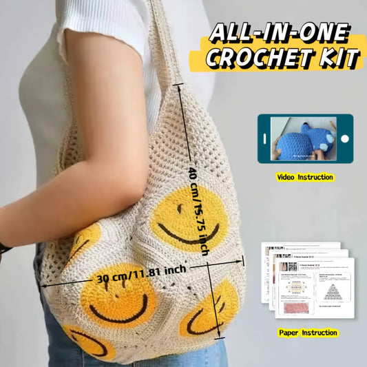 Beginner Crochet Tote Bag Kit With Yarn And Tools Included