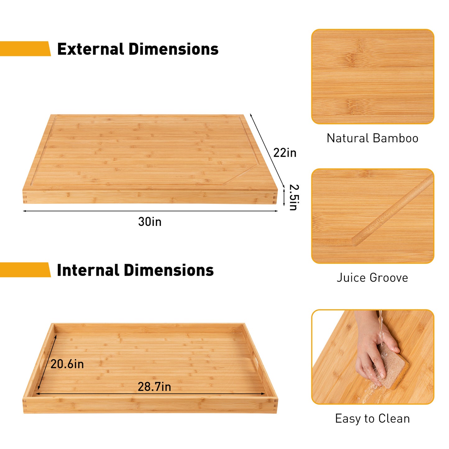 Bamboo Stove Top Cover Noodle Board With Handles RV Kitchen