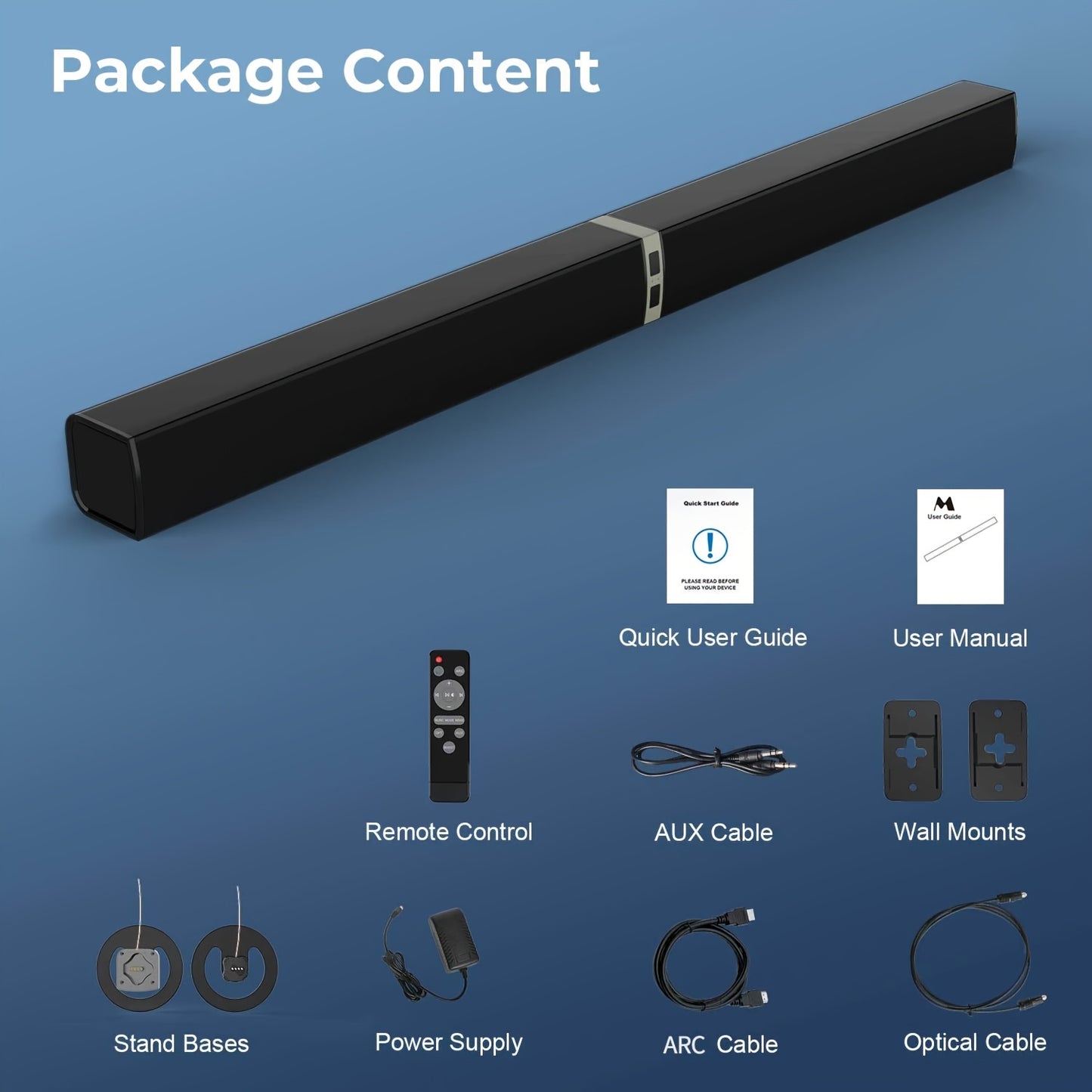 Two In One TV Sound Bar 50W Wireless 2.0 ARC Optical