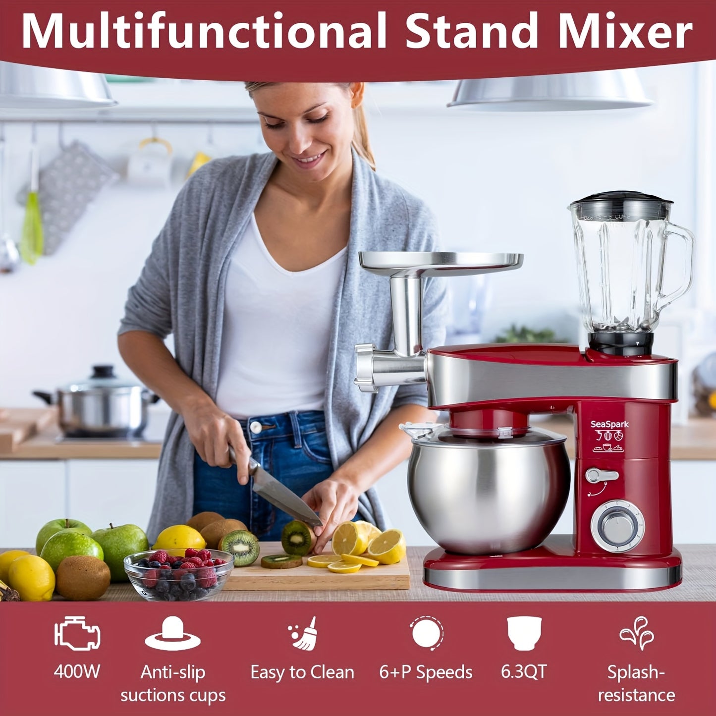 Six In One Electric Vertical Mixer 400W 6 Speeds Pulse