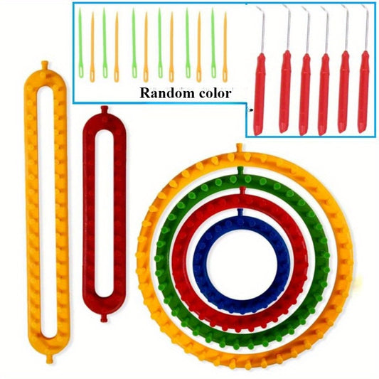 6 Piece DIY Knitting Tool Set Color Mixing Geometric Shapes