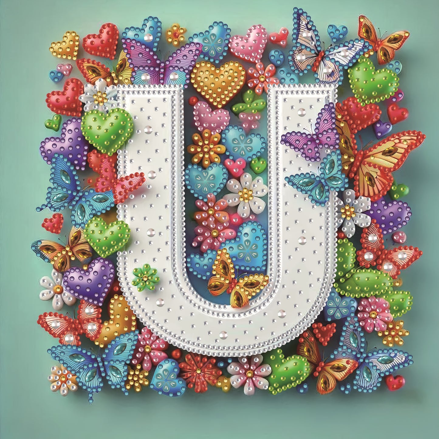 DIY Alphabet Diamond Painting Kit with Butterfly Designs