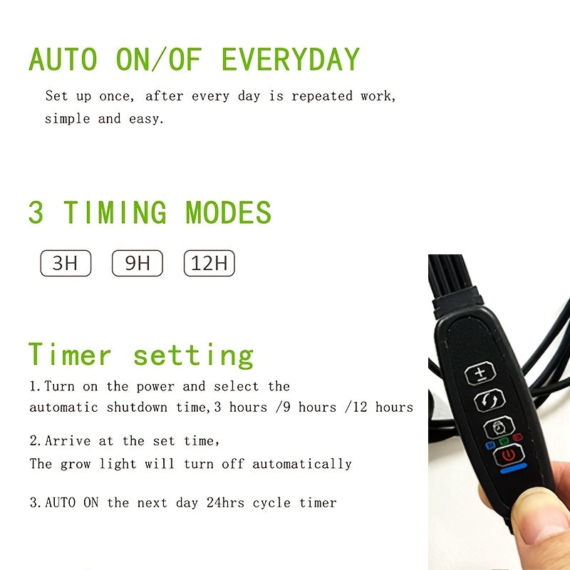 LED Plant Growth Light, Adjustable Indoor Lighting, 3 Modes