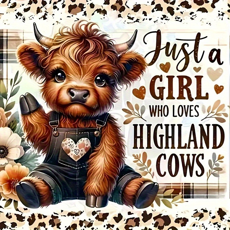 Highland Cow Diamond Painting Kit 4Pc Round Gems Wall Art