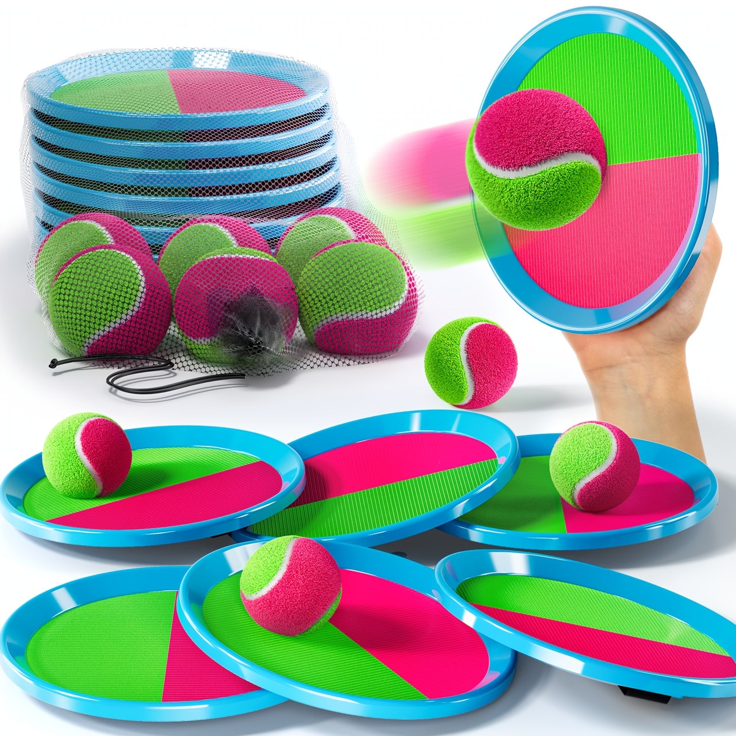 Toss And Catch Ball Game With Elastic Net For Kids Backyard