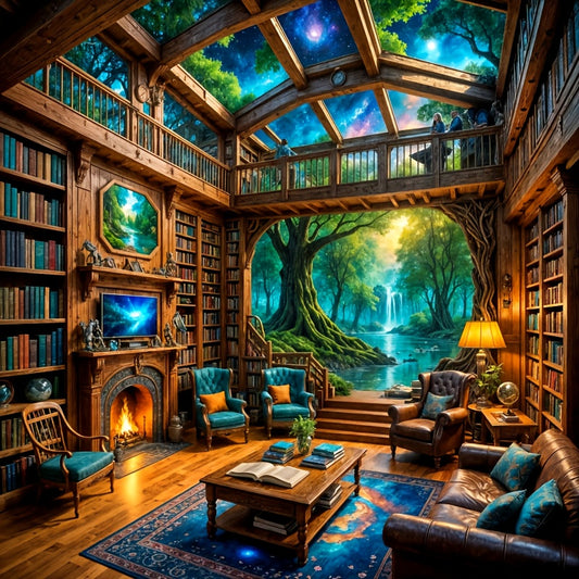 Diamond Art Kit Round Diamonds Magical Forest Library