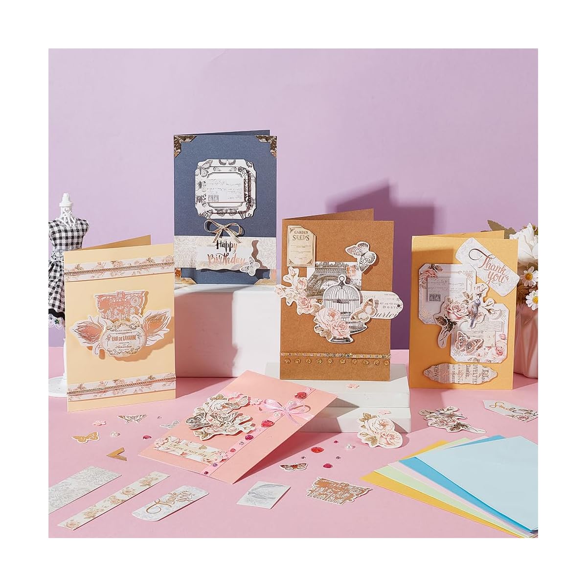 DIY Envelope Card Kits With Pre Cut Paper For Crafting