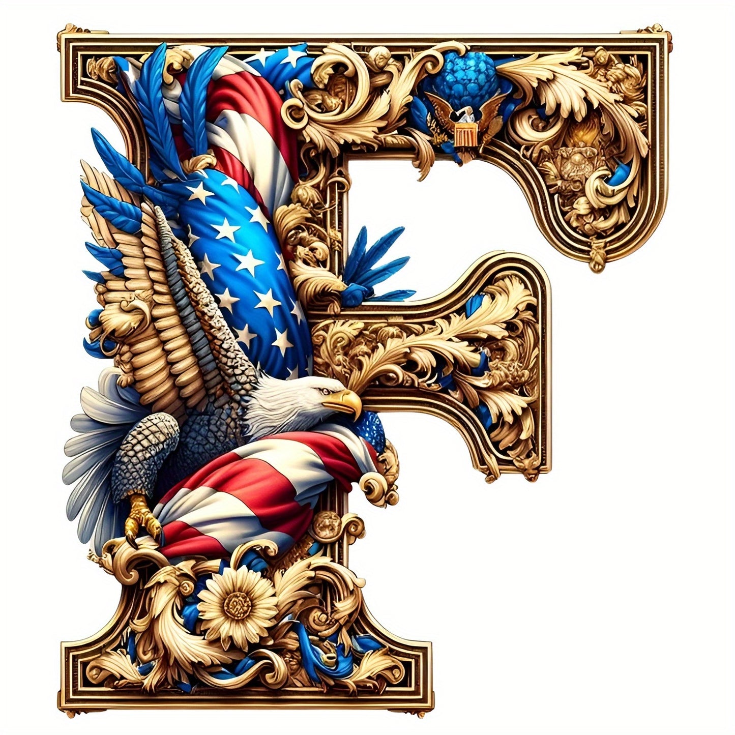 DIY Diamond Art Eagle Flag Alphabet 5D Kit 25 Letters AZ