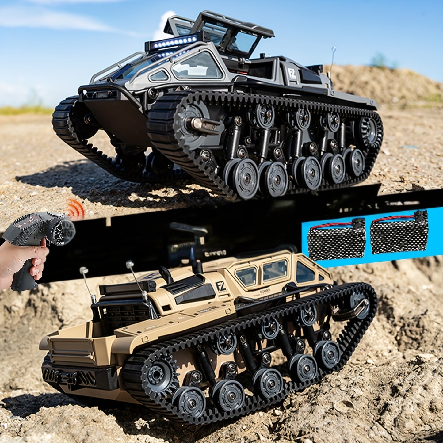 RC Tracked Tank Remote Control Offroad Car With LED Lights