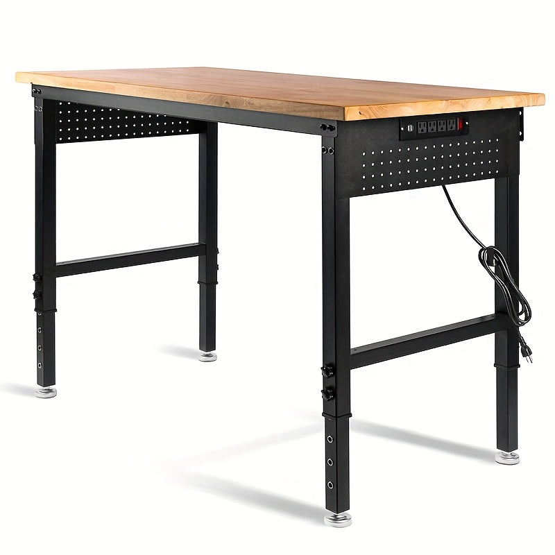 48-60in Heavy Duty Adjustable Workbench With Pegboard 2000lbs Capacity
