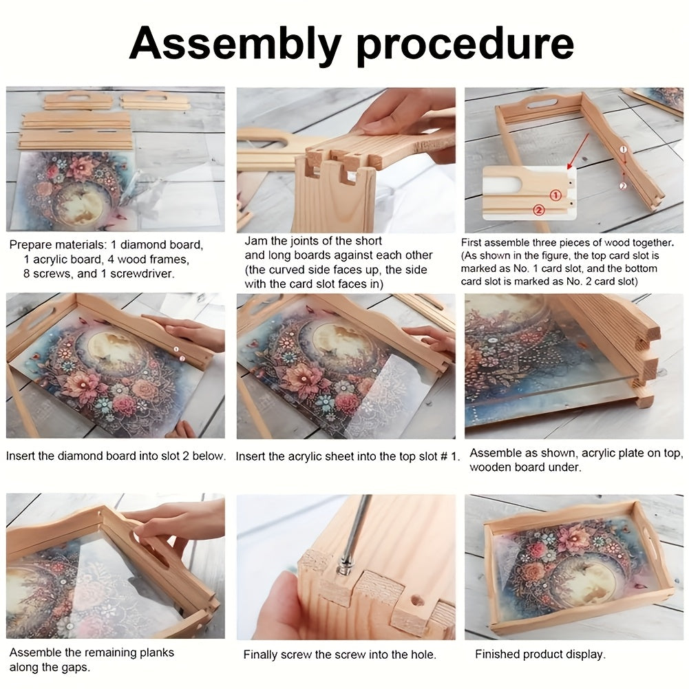 DIY Diamond Painting Wooden Food Tray Beach Daisy Kit