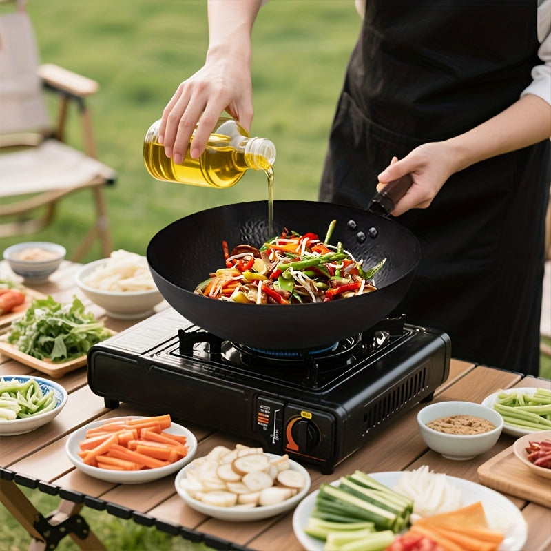 Hihegd Cast Iron Wok Set 14 Piece Induction Safe With Lid