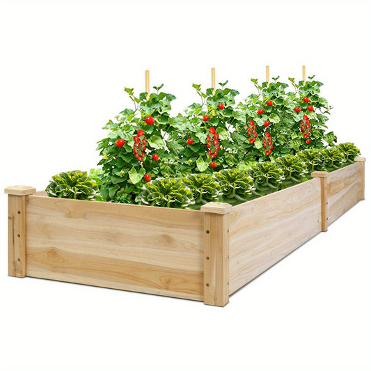 Raised Wooden Garden Bed Eight by Two Feet Dual Section
