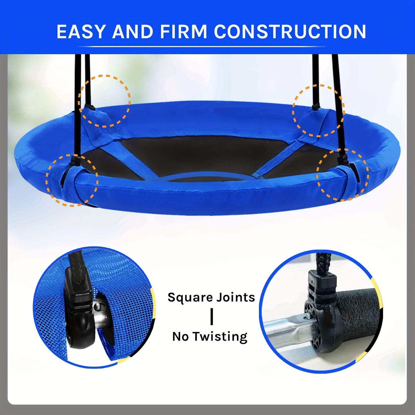 Blue 43 Inch Saucer Swing 2 In 1 Tent Swing 360 Rotation