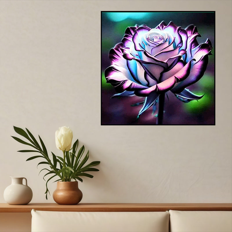 Dreamy 5D Diamond Art: Blue Purple Rose Wall Decor