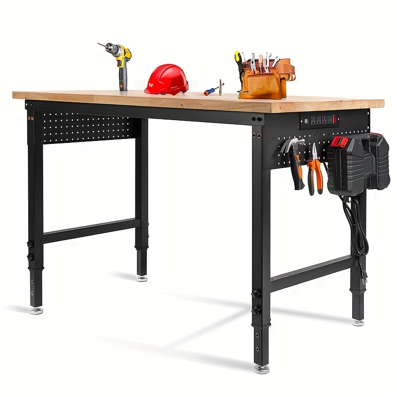 48-60in Heavy Duty Adjustable Workbench With Pegboard 2000lbs Capacity