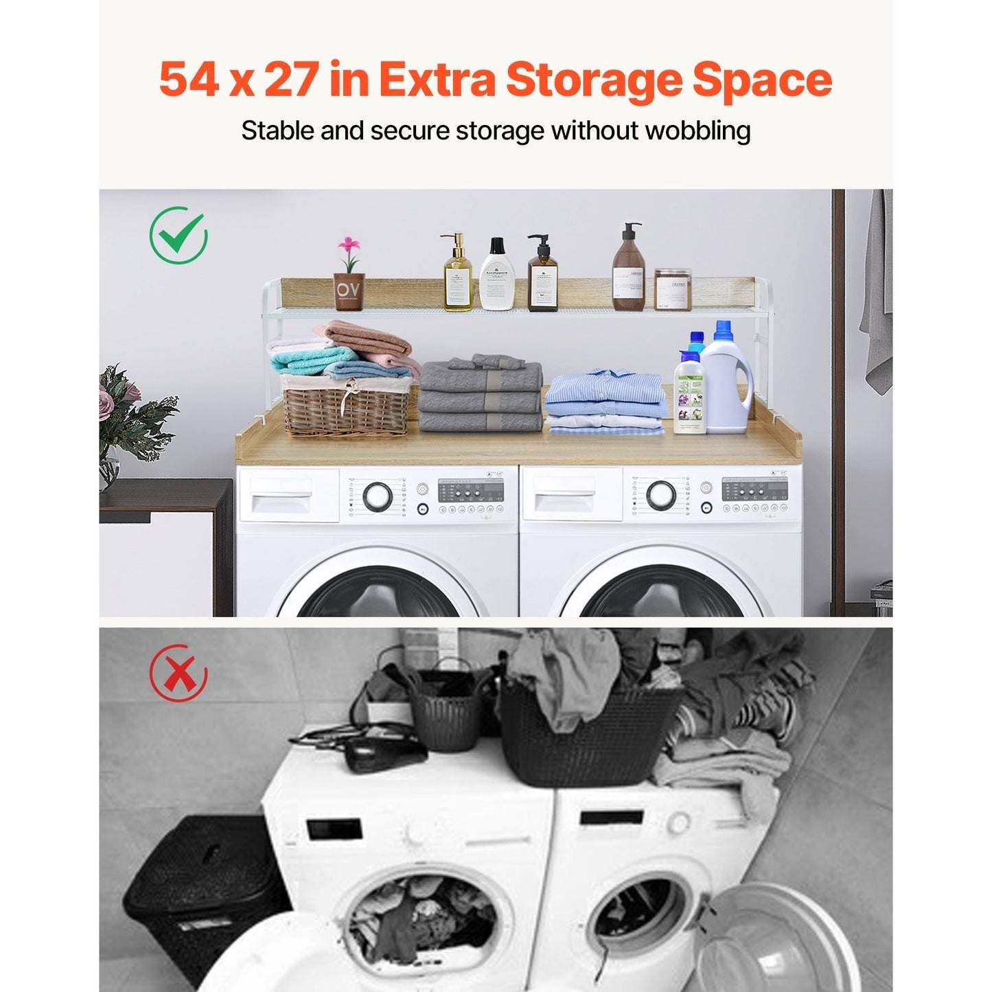 VEVOR Washer Dryer Countertop With 2 Tier Shelf Storage