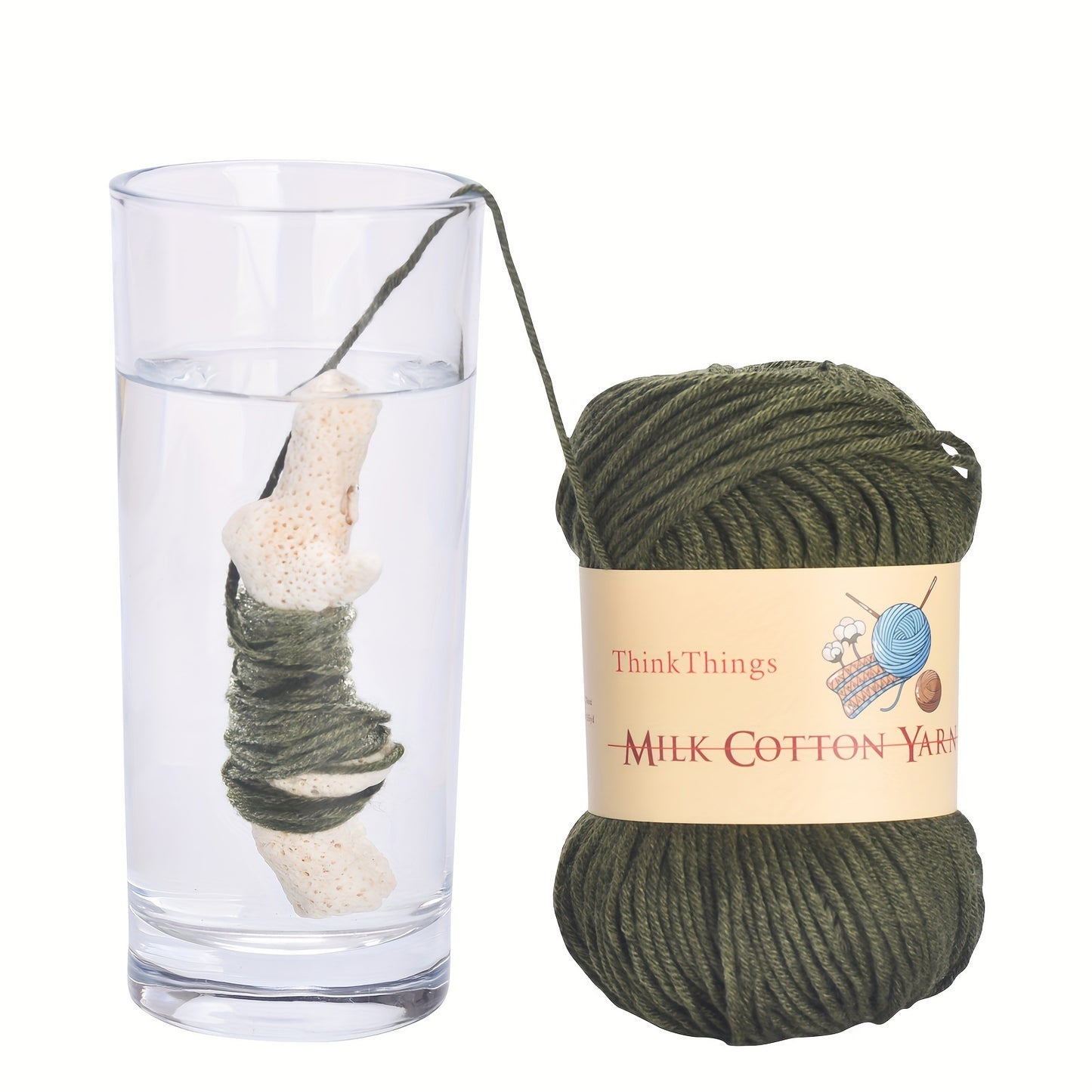 ThinkThings Army Green Acrylic Yarn For Crocheting 10 Balls