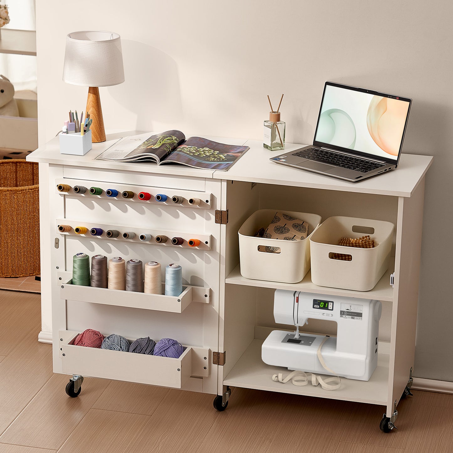 Vevor Folding Sewing Craft Table With Lockable Wheels