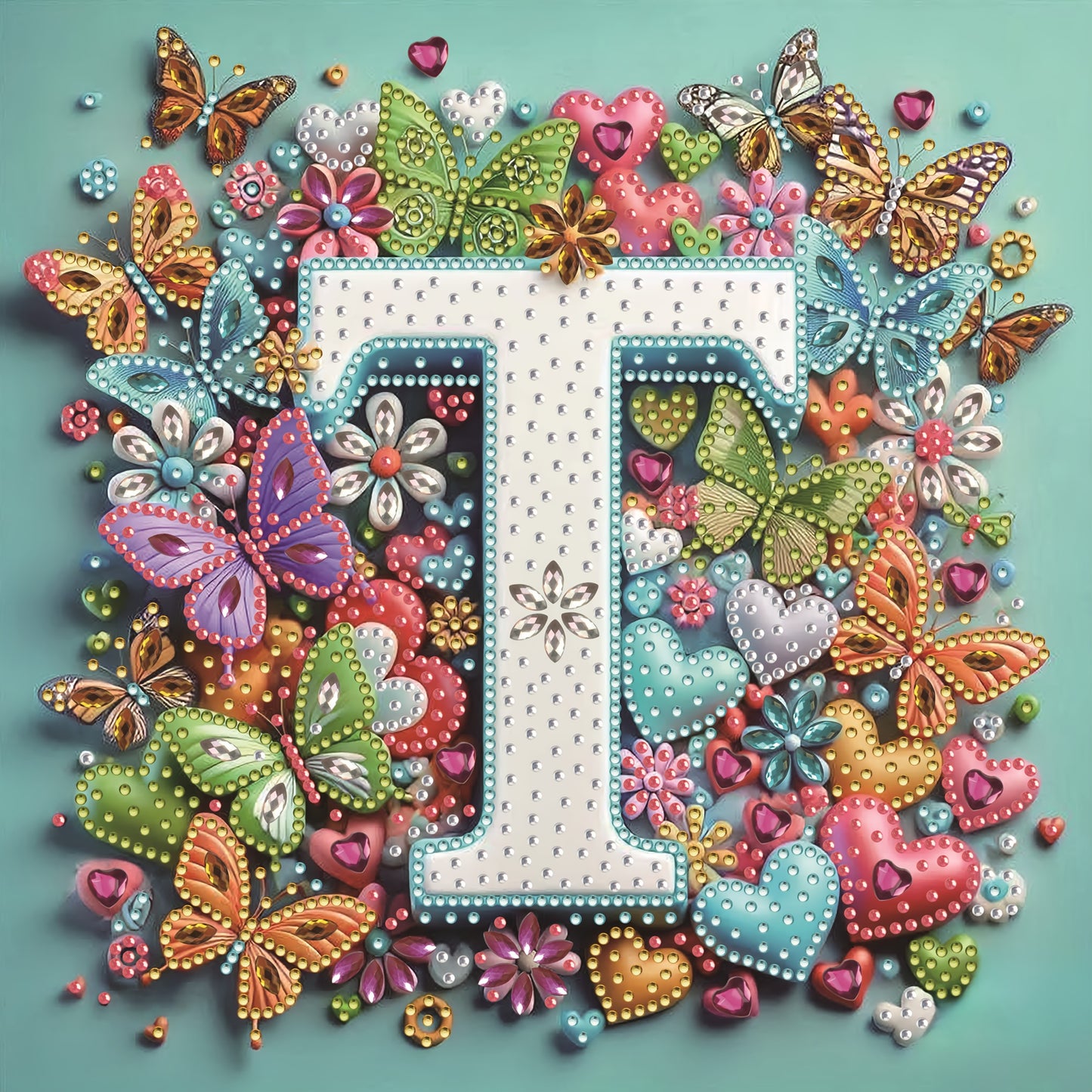DIY Alphabet Diamond Painting Kit with Butterfly Designs