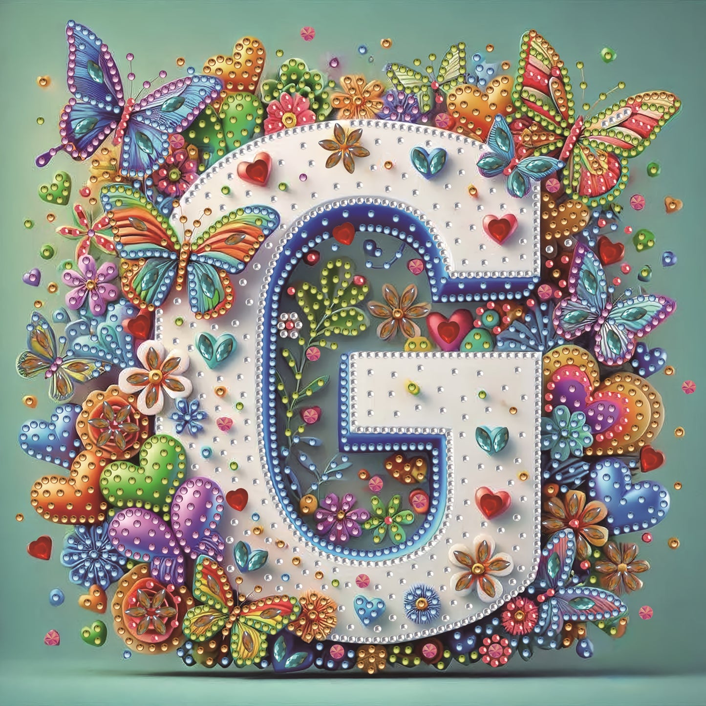 DIY Alphabet Diamond Painting Kit with Butterfly Designs