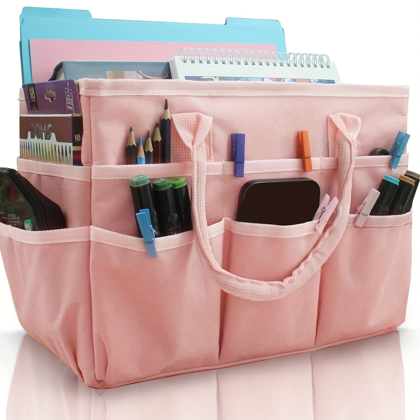 Oxford Fabric Art Organizer Tote Bag With Pockets For Artists