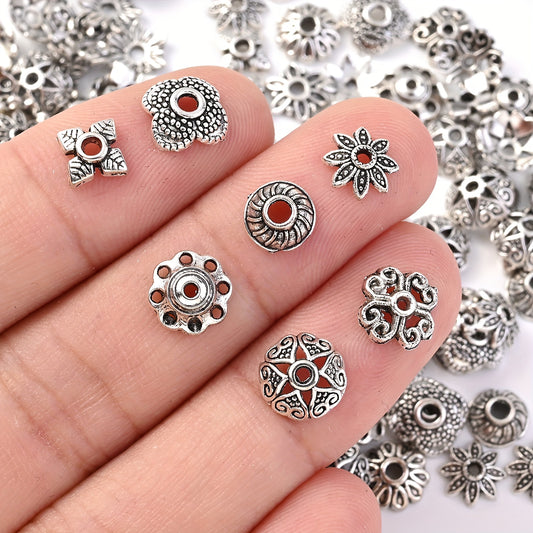 Mix Torus Flower End Caps Beads For Jewelry Making DIY