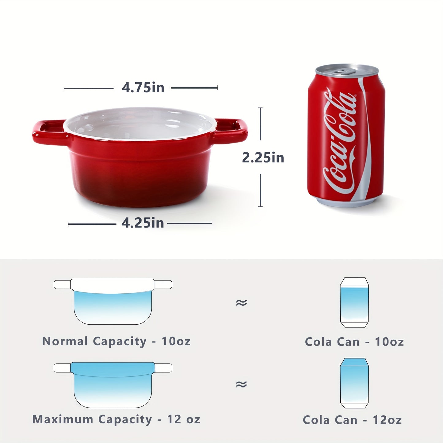 Mini Cocotte 12oz Ceramic Casserole Set Of 4 Red Oven Safe