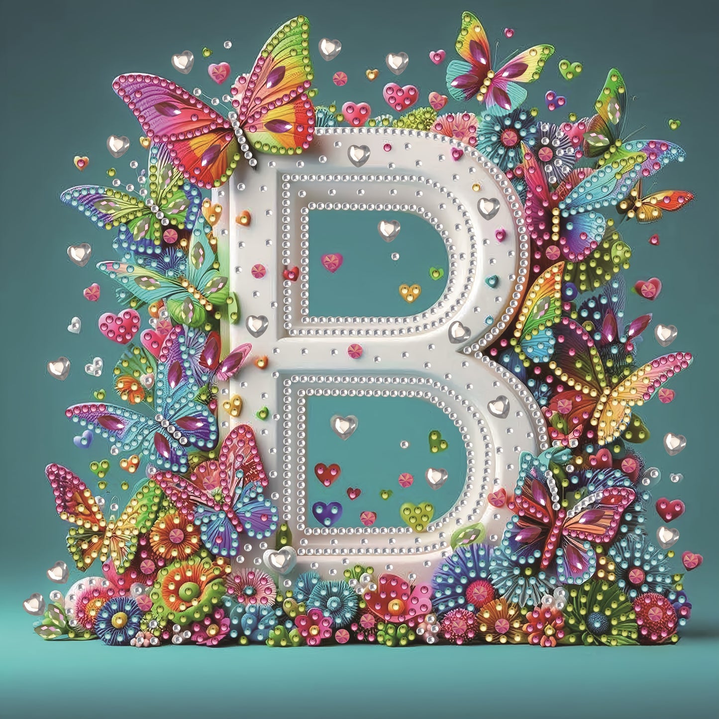 DIY Alphabet Diamond Painting Kit with Butterfly Designs