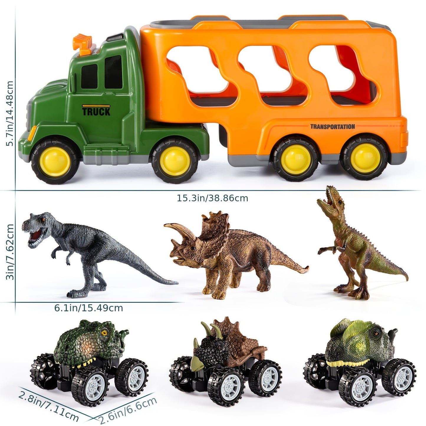Dinosaur Truck Toy Set With Dino Figures And Monster Cars
