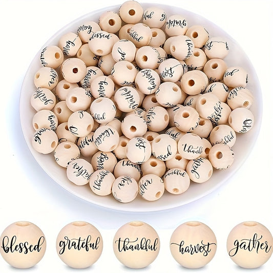 Rustic Wooden Beads 16mm Craft Beads Blessed Grateful