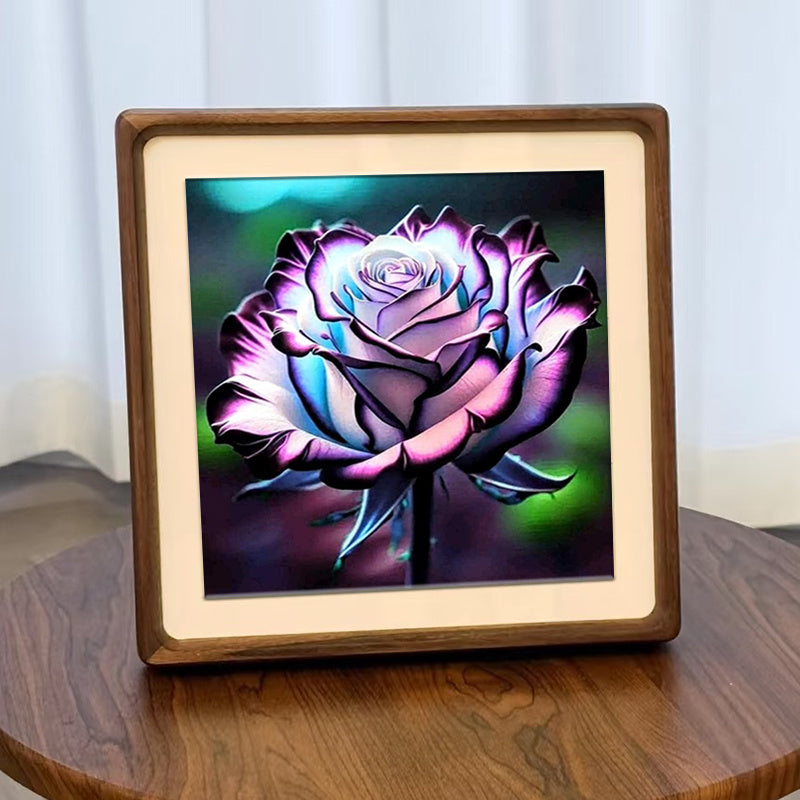 Dreamy 5D Diamond Art: Blue Purple Rose Wall Decor
