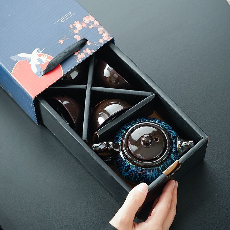 Blue Tears Ceramic Tea Set 5 Pieces Chinese Style Gift
