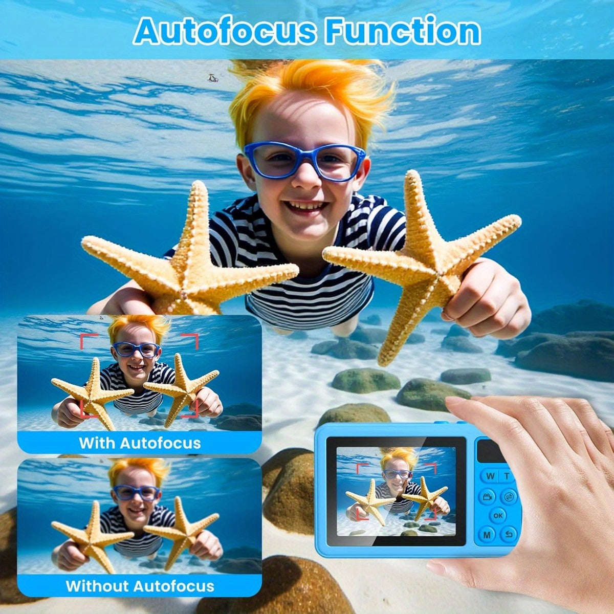 Underwater Digital Camera 18X Zoom 10ft Floating Dual Screen