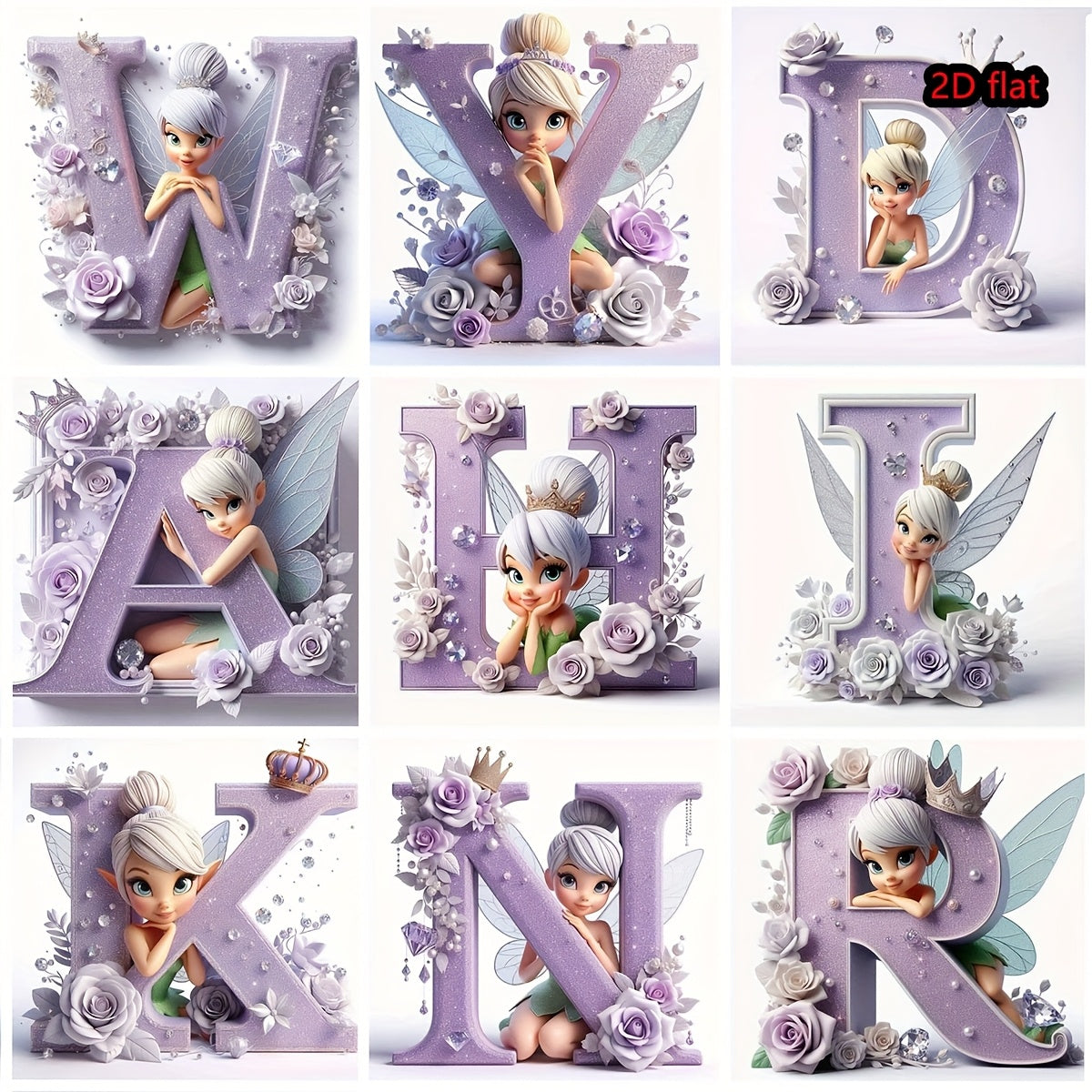 Round Diamond Art Kit with A-Z Letters and Elves Wall Decor